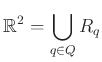 $\displaystyle \mathbb{R}^2 = \bigcup_{q \in Q}R_q
$