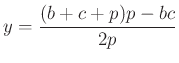 $\displaystyle y=\dfrac{(b+c+p)p-bc}{2p}$