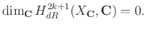 % latex2html id marker 1163
$\displaystyle \dim_{\mathbf{C}} H_{dR}^{2k+1} (X_{\mathbf{C}}, {\mathbf{C}})=0.
$