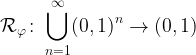 $\mathcal{R}_\varphi\colon \bigcup_{n=1}^\infty (0,1)^n\to(0,1)$